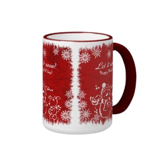 Red And White Chalk Snowman-Let It Snow Ringer Coffee Mug