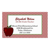 Red and White Checked Teacher's business card business cards