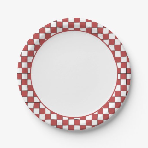 Red and White Checkered Gingham Paper Plate Zazzle