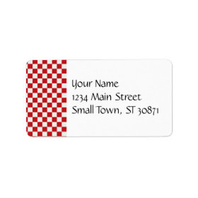Red and White Checkered Pattern Country BBQ Colors Personalized Address Label