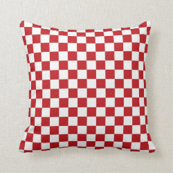 Red and White Checkered Pattern Country BBQ Colors Throw Pillows
