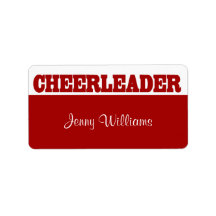 Red and White Cheerleader Name Stickers Personalized Address Labels