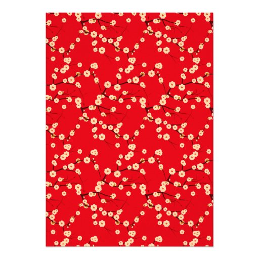 Red and White Cherry Blossoms Personalized Invitations