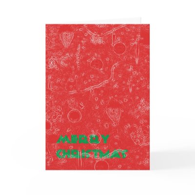 Red and white Christmas card with green text by mezzo213