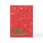 Red and white Christmas card with green text