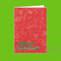 Red and white Christmas card with green text