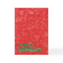 Red and white Christmas card with green text