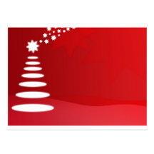 red and white christmas tree post card