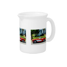 Red and White Corvette Convertible Drink Pitcher