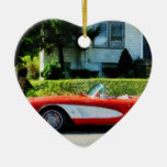 Red And White Corvette Convertible Ornaments