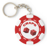 RED AND WHITE CRAPS CHIP KEY CHAIN
