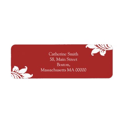 Red and White Damask Address Labels