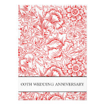 red and white damask anniversary invitations
