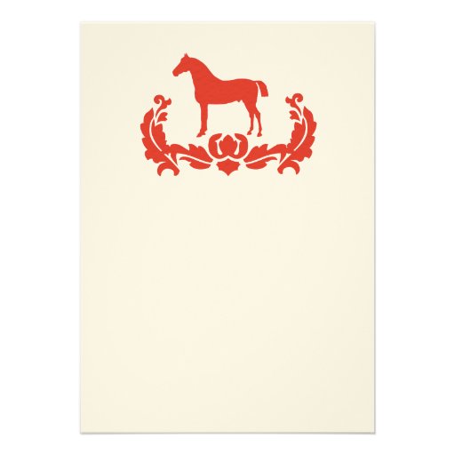 Red and White Damask Horse Wedding Invitation