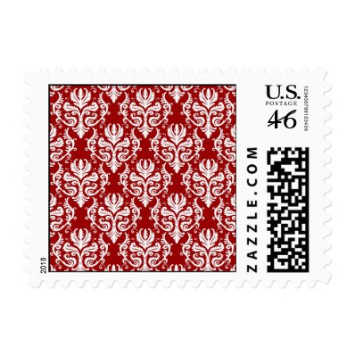 Red and White Damask Stamp