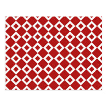 Red and White Diamond Pattern postcards