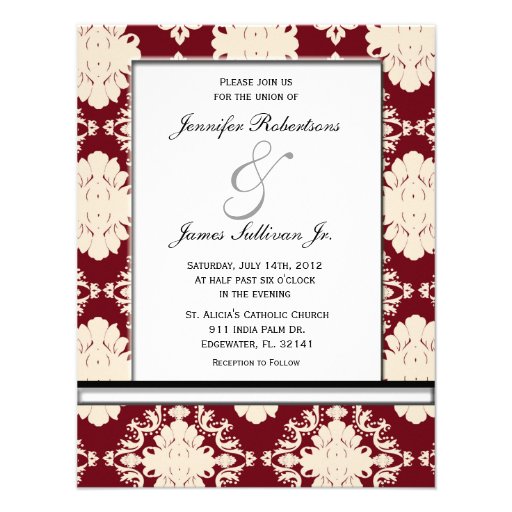 Red and White Elegant Vintage wedding invite