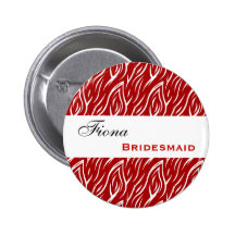 Red and White Flames Bridesmaid Pins