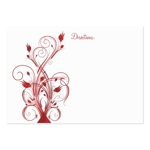 Red and White Floral Reception Card Business Card Templates (back side)