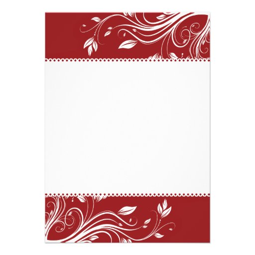 Red and White Floral Swirls Wedding Invitation