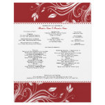Red and White Floral Swirls Wedding Program letterhead
