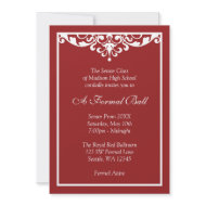 Red and White Flourish Formal Prom Dance Ball invitation