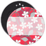 Red and White Flowers. Floral Pattern. Buttons
