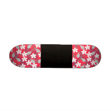 Red and White Flowers. Floral Pattern. Skateboard Decks