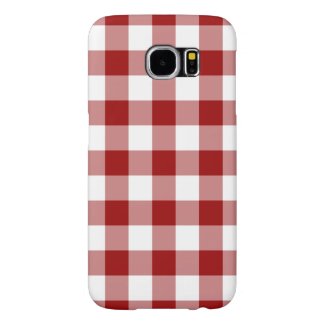 Red and White Gingham Pattern Samsung Galaxy S6 Cases