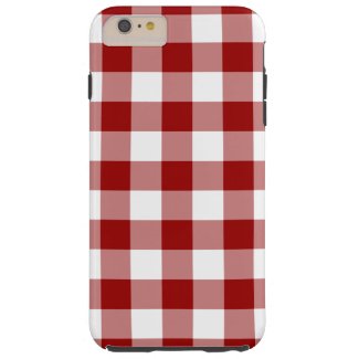 Red and White Gingham Pattern iPhone 6 Plus Case