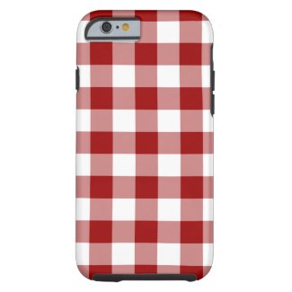 Red and White Gingham Pattern iPhone 6 Shell case
