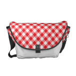 Red and white Gingham pattern messenger bag