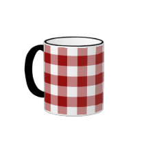 Red and White Gingham Pattern mugs