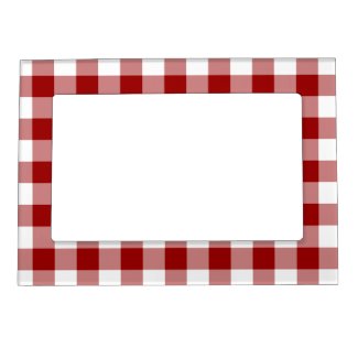 Red and White Gingham Pattern Picture Frame Magnet