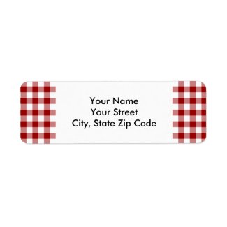 Red and White Gingham Pattern return address label