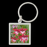 Red and White Gladiolas Keychain