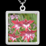 Red and White Gladiolas Necklace