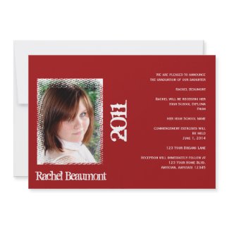 Red and White Grunge Graduation Announcement invitation