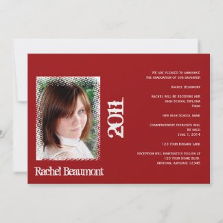 Red and White Grunge Graduation Announcement invitation