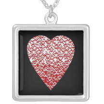 Red and White Heart. Patterned Heart Design. Jewelry