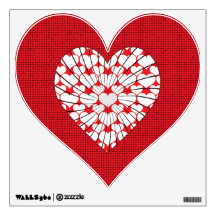 RED AND WHITE HEART ROOM DECAL