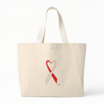 Red And White Heart Shaped Awareness Ribbon bags