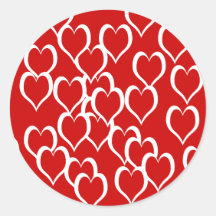 Red and White Hearts Explosion Sticker