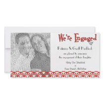 Red And White Hearts Photo Engagement Announcement Photo Cards