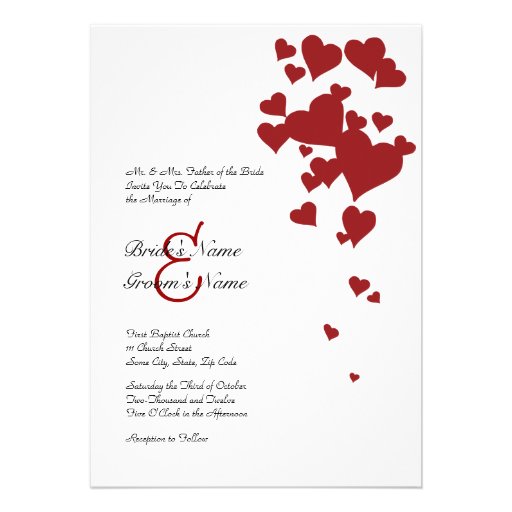 Red and White Hearts Wedding Invitation Red and White Hearts Wedding Invitation