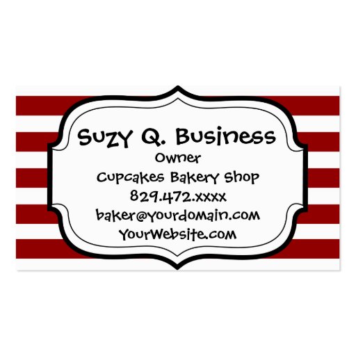Red and White Horizontal Stripes Pattern Business Cards