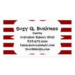 Red and White Horizontal Stripes Pattern Business Card Templates