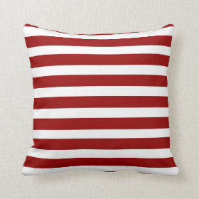 Red and White Horizontal Stripes Pattern Pillow