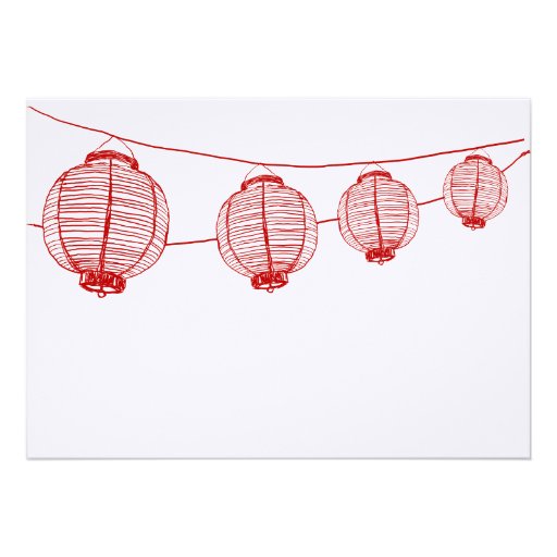 Red and White Lanterns Wedding Invitation