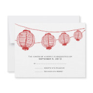Red and White Lanterns Wedding Invitation RSVP invitation